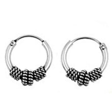 Load image into Gallery viewer, Sterling Silver Bali Hoop Earring