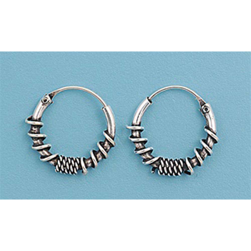 Sterling Silver Bali Hoop Earring