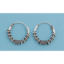 Load image into Gallery viewer, Sterling Silver Bali Hoop Earring
