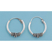 Load image into Gallery viewer, Sterling Silver Bali Hoop Earring