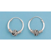 Load image into Gallery viewer, Sterling Silver Bali Hoop Earring