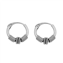 Load image into Gallery viewer, Sterling Silver Bali Hoop Earring