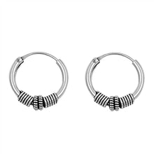 Load image into Gallery viewer, Sterling Silver Bali Hoop Earring