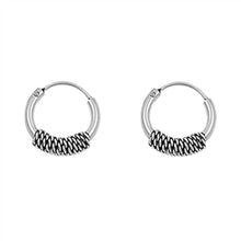 Load image into Gallery viewer, Sterling Silver Bali Hoop Earring
