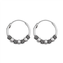 Load image into Gallery viewer, Sterling Silver Bali Hoop Earring