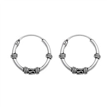 Load image into Gallery viewer, Sterling Silver Bali Hoop Earring