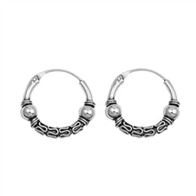 Load image into Gallery viewer, Sterling Silver Bali Hoop Earring
