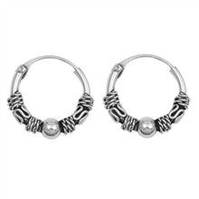 Load image into Gallery viewer, Sterling Silver Bali Hoop Earring