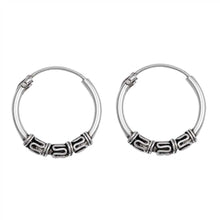 Load image into Gallery viewer, Sterling Silver Bali Hoop Earring