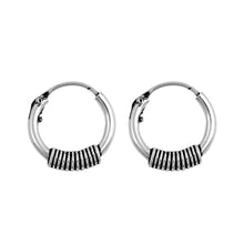 Load image into Gallery viewer, Sterling Silver Bali Hoop Earring