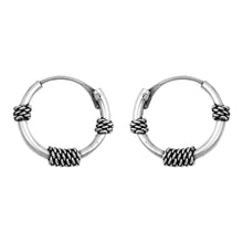 Load image into Gallery viewer, Sterling Silver Bali Hoop Earring