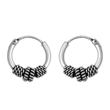 Load image into Gallery viewer, Sterling Silver Bali Hoop Earring