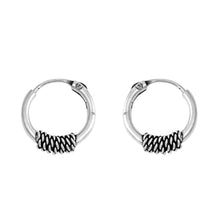 Load image into Gallery viewer, Sterling Silver Bali Hoop Earring