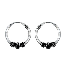 Load image into Gallery viewer, Sterling Silver Bali Hoop Earring