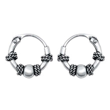 Load image into Gallery viewer, Sterling Silver Bali Hoop Earring