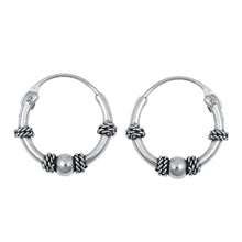 Load image into Gallery viewer, Sterling Silver Bali Hoop Earring