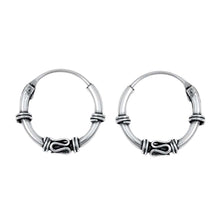 Load image into Gallery viewer, Sterling Silver Bali Hoop Earring