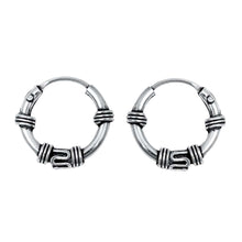 Load image into Gallery viewer, Sterling Silver Bali Hoop Earring