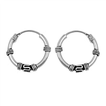 Load image into Gallery viewer, Sterling Silver Bali Hoop Earring