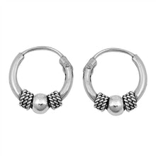 Load image into Gallery viewer, Sterling Silver Bali Hoop Earring