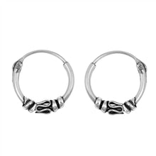 Load image into Gallery viewer, Sterling Silver Bali Hoop Earring