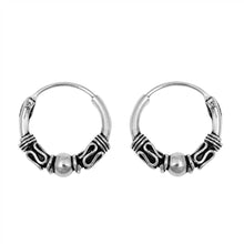 Load image into Gallery viewer, Sterling Silver Bali Hoop Earring