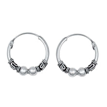 Load image into Gallery viewer, Sterling Silver Bali Hoop Earring