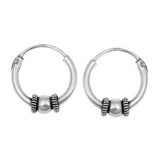 Load image into Gallery viewer, Sterling Silver Bali Hoop Earring