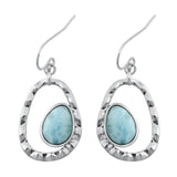 Sterling Silver Genuine Larimar Stone Earrings