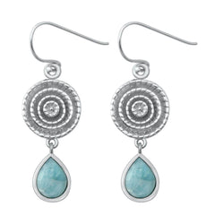 Sterling Silver Genuine Larimar Stone Earrings