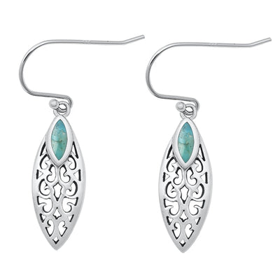 Sterling Silver Oxidized Genuine Turquoise Earrings