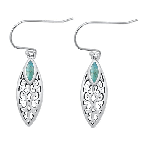 Sterling Silver Oxidized Genuine Turquoise Earrings