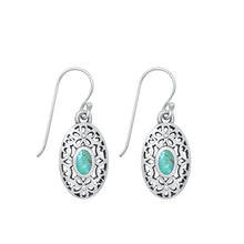 Load image into Gallery viewer, Sterling Silver Oxidized Genuine Turquoise Earrings-17.2mm
