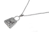 Sterling Silver Necklace Purse With CZ