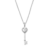 Sterling Silver Clear CZ Heart in Key Necklaces
