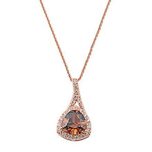 Load image into Gallery viewer, Sterling Silver Rose Gold Plated Fancy Star Necklace Paved with Clear Simulated DiamondsAnd Chain Length 16
