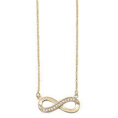 Sterling Silver Yellow Gold Plated Stylish Infinity Design Necklace Paved with Clear Simularted DiamondsAnd Chain Length 16