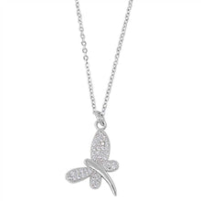 Load image into Gallery viewer, Sterling Silver Fancy Dragonfly Necklace Paved with Clear CZ And Chain Length 16&quot; + 1&quot; Extension