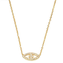 Load image into Gallery viewer, Sterling Silver Yellow Gold Plated Evil Eye Clear CZ Necklace