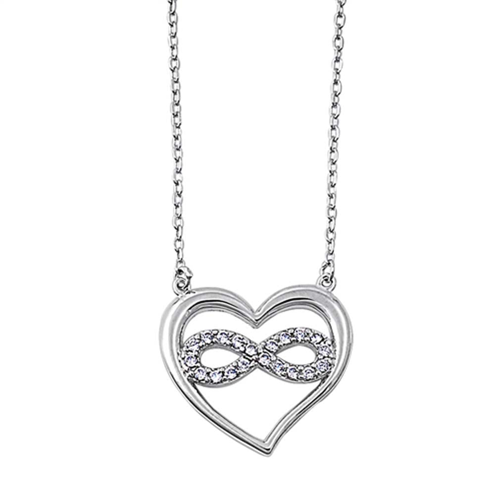Sterling Silver Clear CZ Infinity in Heart Necklaces