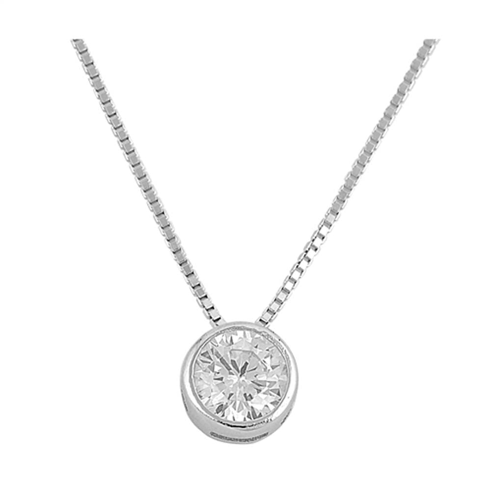 Sterling Silver CZ Round Necklace