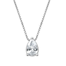 Load image into Gallery viewer, Sterling Silver Clear CZ Tear Drop Necklace