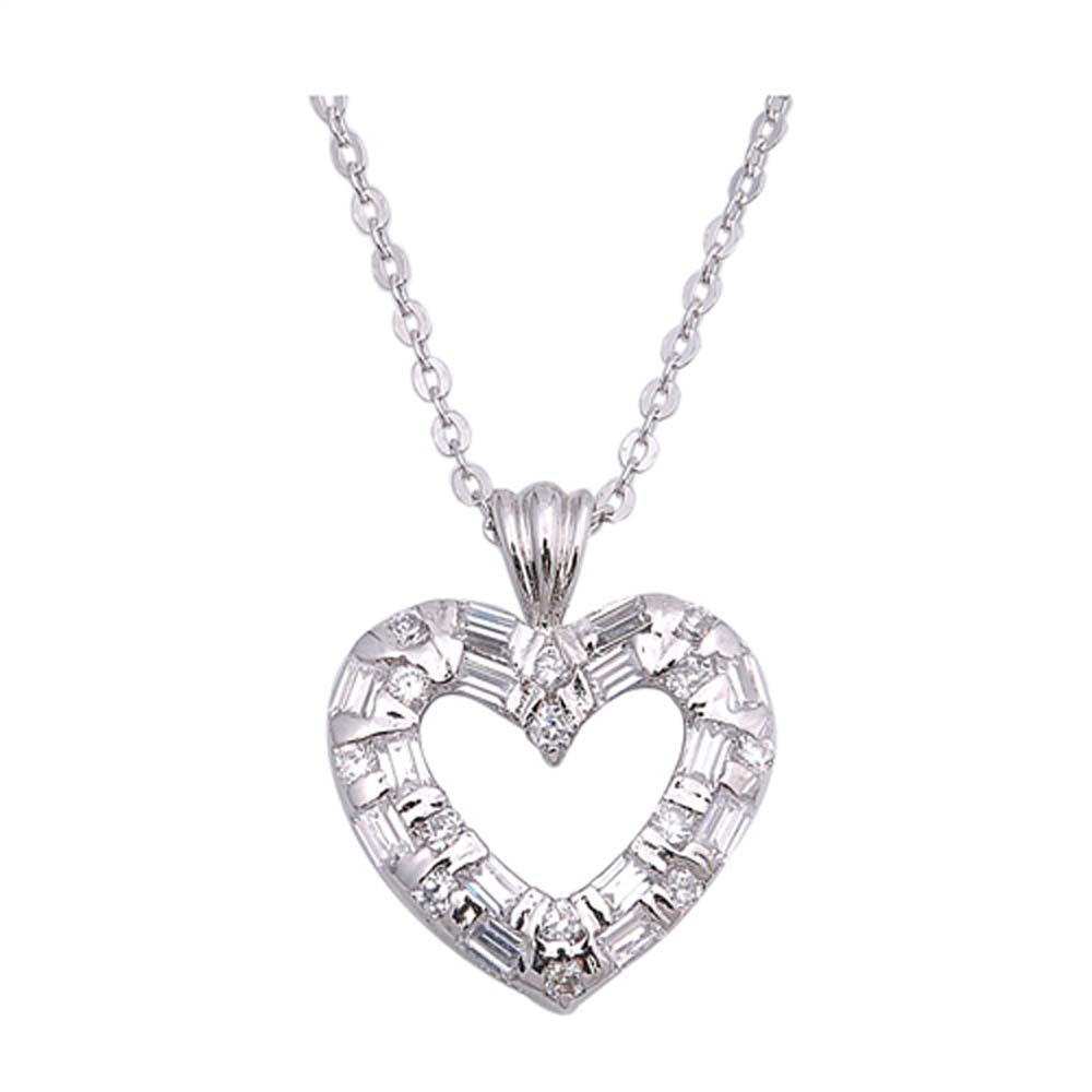 Sterling Silver Necklace Heart With CZ
