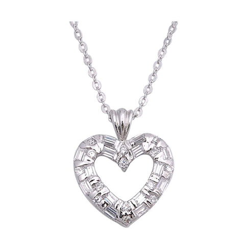 Sterling Silver Necklace Heart With CZ