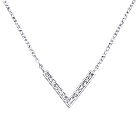 Sterling Silver Downward Arrow Clear CZ Necklace