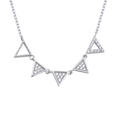 Sterling Silver Clear CZ Triangle Necklace