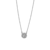 Sterling Silver Rhodium Plated Round Clear CZ Necklace