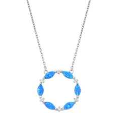 Sterling Silver Butterfly Blue Opal CZ Necklaces