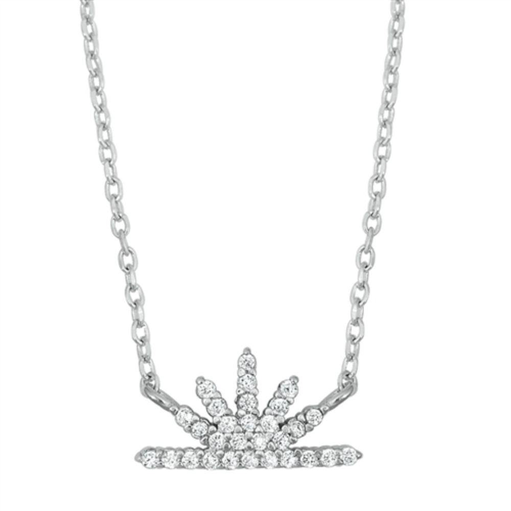 Sterling Silver Sunrise Clear CZ Necklace - silverdepot
