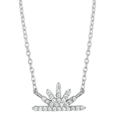 Sterling Silver Sunrise Clear CZ Necklace - silverdepot